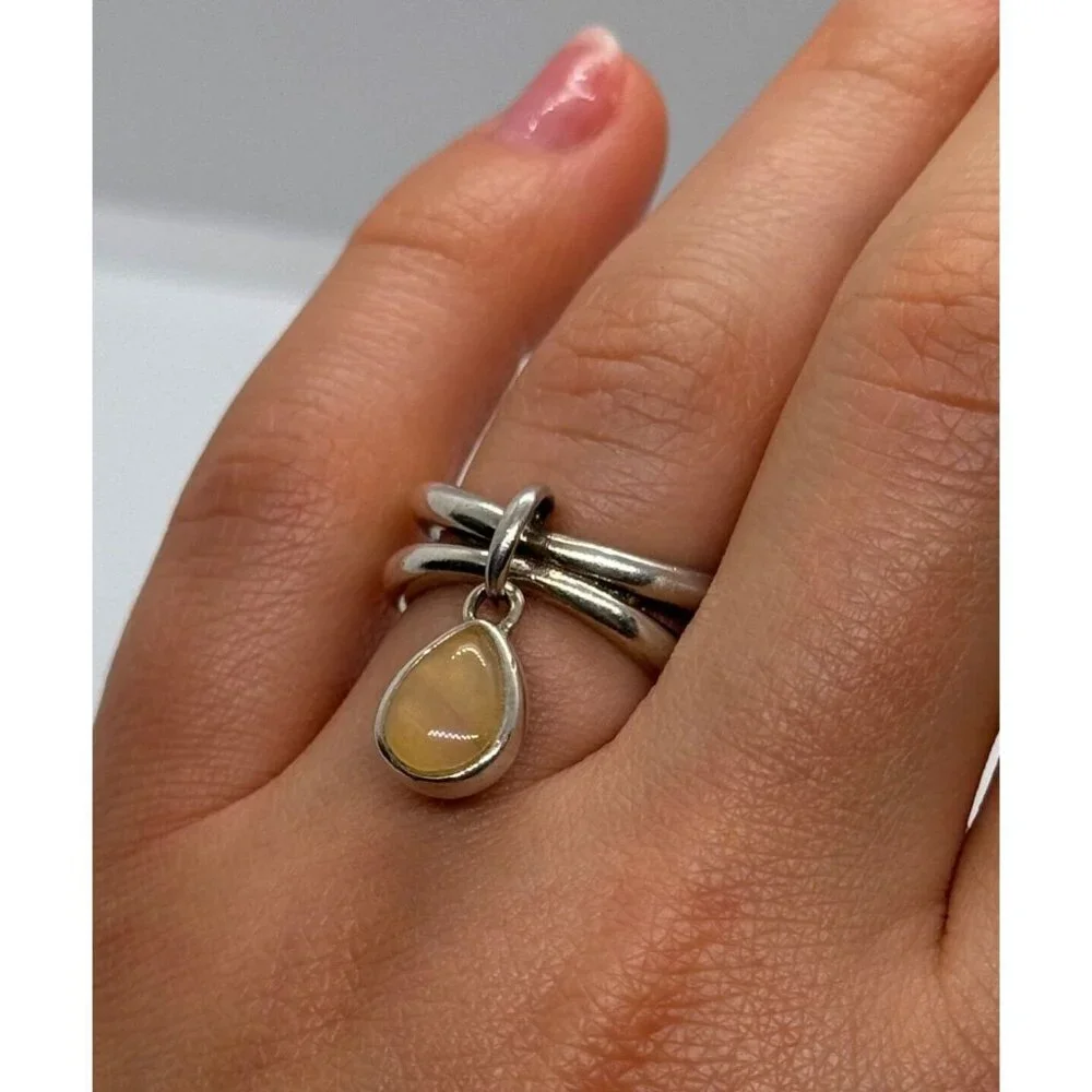 925 STERLING SILVER AGATE RING SIZE 6